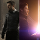 Anthony Mackie and Sebastian Stan in The Falcon And The Winter Soldier (Chuck Zlotnick/Marvel Studios); Ben Barnes and Jessie Mei Li in Shadow And Bone (Netflix)